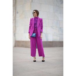Purple Trouser Suit Pantsuits Work Pant Suits OL 2 PCS Blazer(Jacket+ Pants Suit)For Women Set Party