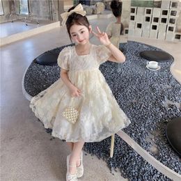 Girl Dresses 2024 Summer Girls/Children's Fashion Casual Chinese Style Embroidered Flower Princess Dress Tank Top 3-7 Years Old