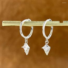 Hoop Earrings DWJ Real 925 Sterling Silver Zircon Simple Rhombus For Women Original And Funny High Quality Fine Jewellery