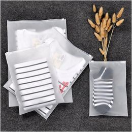 Packing Bags Wholesale Travelling Storage Bag Frosted Plastic Reclosable Zipper Package Reusable Packaging Pouch For Food Gift Clothes Dhvgn