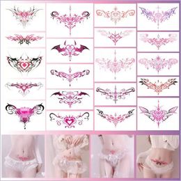 20pcLot Waist Abdomen Sexy Temporary Tattoo Sticker Female Covered Scar Waterproof Succubus Totem Human Fake Tattoos Watercolour 240425