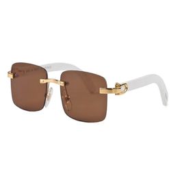 Oversized Rimless Buffalo Horn Glasses Sunglasses Square Summer Styles Mens Designer Sunglasses for Men Women Black Red Brown Clear Len 217Y