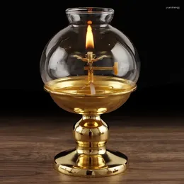 Candle Holders Retro Oil Lamp Butter For Buddha Worship Lotus Household
