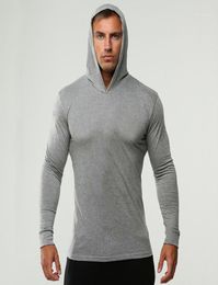 Mens GYM Fitness Hoodies Solid Colour Hooded Athletic Casual Sports Sweatshirts Tops Long Sleeves11355568