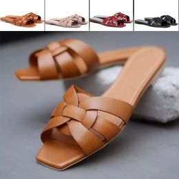 2024 Top Luxury Tribute Slippers Women's Leather Slides Sandal Nu Pieds 05 Outdoor Lady Beach Sandals Casual Slippers Ladies Comfort Walking Shoes