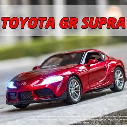 Diecast Model Cars 1 32 Toyota GR SUPRA Diecast Alloy Car Model High Simulation Metal Toy With Sound Light Pull Back For Kid Children Collection Y2405205BJS