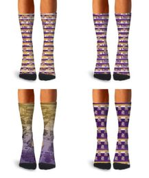 Man LSU Tigers football basketball Purple and Gold Crew Socks Cotton Retro Lightweight Running Fancy black white Tie dyeing Footba3822054