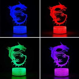 Lamps Shades 16 Colours Changing MSI Dragon 3D Night Light Lamp Desk Setup Decor table Icon Sensor Light Kids Child Birthday Gift Y2405201D6D