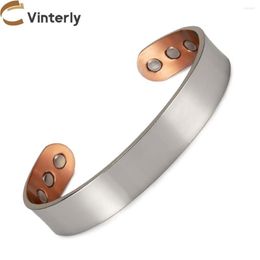 Bangle Large Size Bracelets For Women Men Pure Copper Magnetic Open Cuff Adjustable 12 5mm Health Energy Magnets Female Jewelry 249U