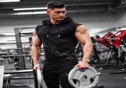 Men Tank Top Hooded Brand Gyms Clothing Fitness Bodybuilding Stringer Tanktop Workout Singlet Sleeveless Shirt6190870