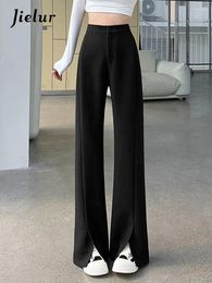 Women's Pants Split Autumn Slim Female Flare High Waist Solid Color Casual Suit Simple Office Lady Black Apricot Khaki
