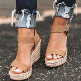 Sandals Shoes Woman 2024 Trend Wedge Weaving Toe Buckle Slope Open Heel Summer Size Women Belt Large Women's