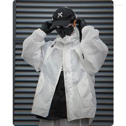 Men's Jackets Unisex Summer Gauze Splicing Suture Thin Jacket Breathe Freely Quick Drying Sun Protection Lightweight Clothing Harajuku