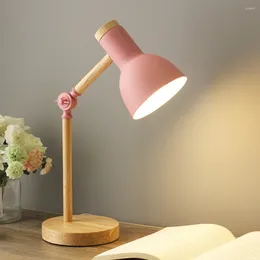 Table Lamps E27 Nordic Eye Protection Lamp Wooden Book Light Study Bedroom Children Living Room Reading Desk