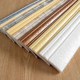 3D Pattern Sticker 230cm Wall Trim Line Skirting Border Decor Self Adhesive Household Waterproof Removable 240514