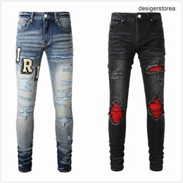 designer jeans for mens jeans Hiking Pant Ripped Hip hop High Street Fashion Brand Pantalones Vaqueros Para Hombre Motorcycle Embroidery Close fitting{category}