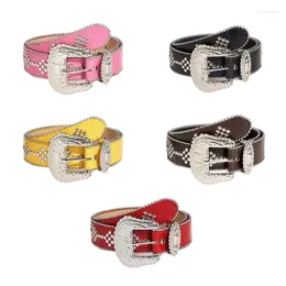 Belts Simple Adult Waist Belt With Adjustable Buckle Unique Metal Rivet Waistband PU For Rock Fan Wear Resistant