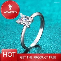 Cluster Rings DRring Radiant/emerald Cut 1ct Wedding Moissanite For Women Sterling Silver S925 Jewellery Lab Diamond Luxury Promise Band