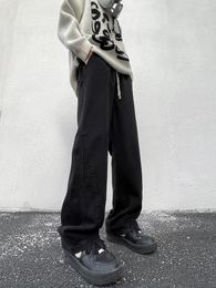 Men's Jeans 2024 Summer Loose Drawstring Japan Harajuku Streetwear Denim Harlem Casual Joggers Trousers Pants B128