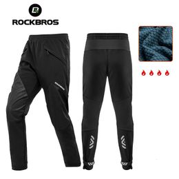 ROCKBROS Bike Pants Winter Bicycle Long Pants Thermal Fleece Reflective Cycling Pants Warm Windproof Men Sport Trousers EUR Size 240516