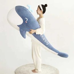 Stuffed Plush Animals Large Size Cute Whale Pillow Anime Stuffed Animals Big Tooth Whale Plush Doll Comfort Soft Cushion Kaii Sleeping Pillow Toys