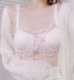 Bustiers Corsets Women039s Lingerie Japanese Cute Cotton Plaid Bralette Set Lace Underwear Women Lolita Girl Teens Wire 7003352