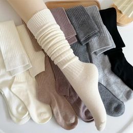 Women Socks Long Boot Solid Thigh Stocking Skinny Casual Cotton Over Knee-High Fluffy Female Knee Sock