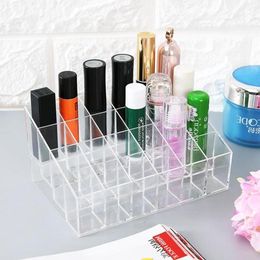 Transparent 24 Grids Acrylic Makeup Organiser Lipstick Holder Display Rack Case Cosmetic Nail Polish Make Up Organiser Tool8086710