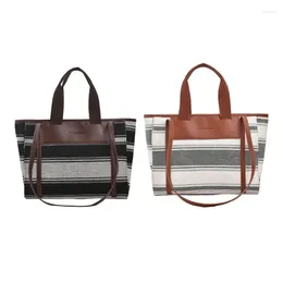 Duffel Bags Trendy Canvas Shoulder Casual Underarm Bag Stripe Handbag For Traveler E74B