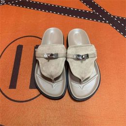 Summer Designer flip-flops Men women Empire Sandals Shoes fashion brand Leather Palladium plated Buckle Beach Discount slippers uncle slippers 35-42