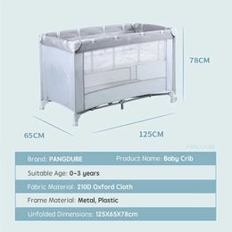 Baby Cribs Pangdube 125 * 65cm baby crib portable crib with wheels for ages 0 to 3 multifunctional safety fence WX