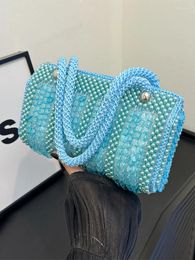 Drawstring Bead String Pillow Handbag And Purses Totes Shoulder Bag For Women Evening Clutch Casual 2024 Trendy Designer Ladies Bags