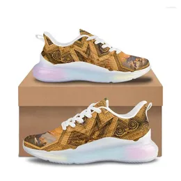 Casual Shoes WHERESART Luxury Women Cushion Summer Retro Gold Painting Print 2024 Trend Woman Sneakers Breathable Tennis Zapatillas