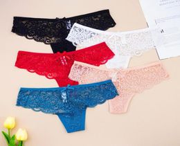 Women039s Panties 5pcslots Thongs Women Sexy Full Lace Transparent Underpants Erotic Strings Hollow Out Lowrise Breathable Gi4856761