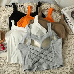 Women's Tanks Pearl Diary Women Sexy Sleeveless Crop Top Fashion Female Underwear Lady's Camisole Girl Basic Vest Lingerie Bras Tube Tops