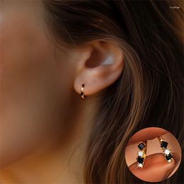 Hoop Earrings 925 Sterling Silver Zircon Geometric Earring For Women Girl Simple Irregular Square Design Jewelry Party Gift Drop