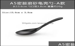 Spoons Spoons 200PcsLot Soup Spoon Black Matte Ladle Plastic Japanese Style Melamine Tableware AntiFall Tortoise Shell Lavacakes5537945