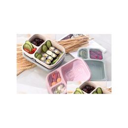 Lunch Boxes Bags Food Grade Wheat St Portable Bento Box Fruit And Other Snacks Storage Boxes Outdoor Cam Convenient Drop Delivery Ho Dh4Bv