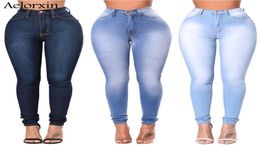 2020 jeans sottili per donne jeans ad alta vita magri pantaloni blu denim pantaloni allungate donne jeans pantaloni calcha femminina cx27975645