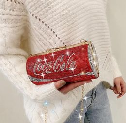 Coke Can Shape Designer Evening Bag Women039s Mini Clutch Luxury Chain Shoulder Bags Crossbody Bag Party Diamonds red Purse3675680