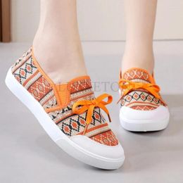 Casual Shoes Women Vulcanised 2024 Summer And Comfortable Bohemian Slip On Lazy Flat Canvas For