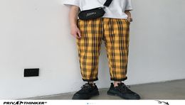 Privathinker Men Women Korean Black Plaid Casual Pants Mens Streetwear Harem Pants Male Chequered Trousers Plus Size 2203304791208