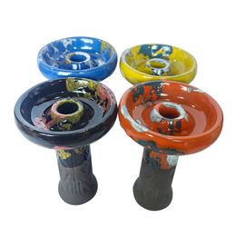 Wholesale Ceramic Hookah Head Water Pipe High Quality Portable Glazed Clay Shisha Head Custom Cheap Russian Hookah Bowl Tobacco Holder Chicha Accessories