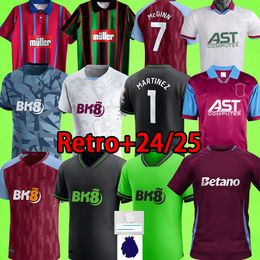 24/25 ASTON Soccer Jerseys #1 MARTINEZ KAMARA Villas goalkeeper 2024 2025 McGINN EL GHAZI DOUGLAS LUIZ MINGS KONSA CASH Football shirt retro 93 94 95 96 Training uniform