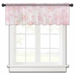 Curtain Watercolour Cherry Blossom Texture Kitchen Sheer Curtains Tulle Short Bedroom Living Room Voile Drapes Home Decor