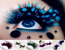 3D False Feather Eyelashes Natural Fake Eye Lashes Strip Eyelashes Coloured Eyelash Extensions For Party 6 Colors5944570
