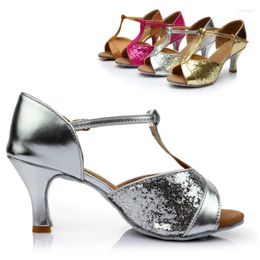 Dance Shoes Women's Glitter Red Gold Silver Brown Latin Dancing Heel Height 5cm/7cm Wholesale