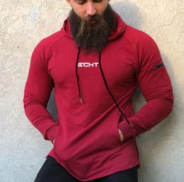 Brand Casual Hoodie Mens Cotton Red Sweatshirt Gyms Fitness Workout Pullover Autumn Male Fashion Hooded Jacket Tops Clothing 220318014023
