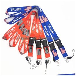 Party Favor Trump Lanyards Keychain Usa Flag Id Badge Holder Key Ring Straps For Mobile Drop Delivery Home Garden Festive Supplies Eve Dh0Hm