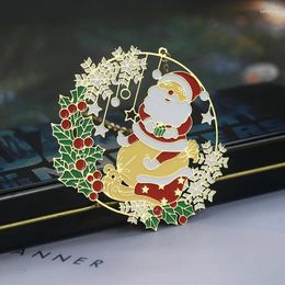 Santa Claus Reindeer Brass Metal Bookmark Art Design Originality Stationery School Office Support Christmas Gift